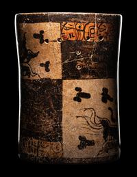A Maya Polychrome Cylinder Vessel