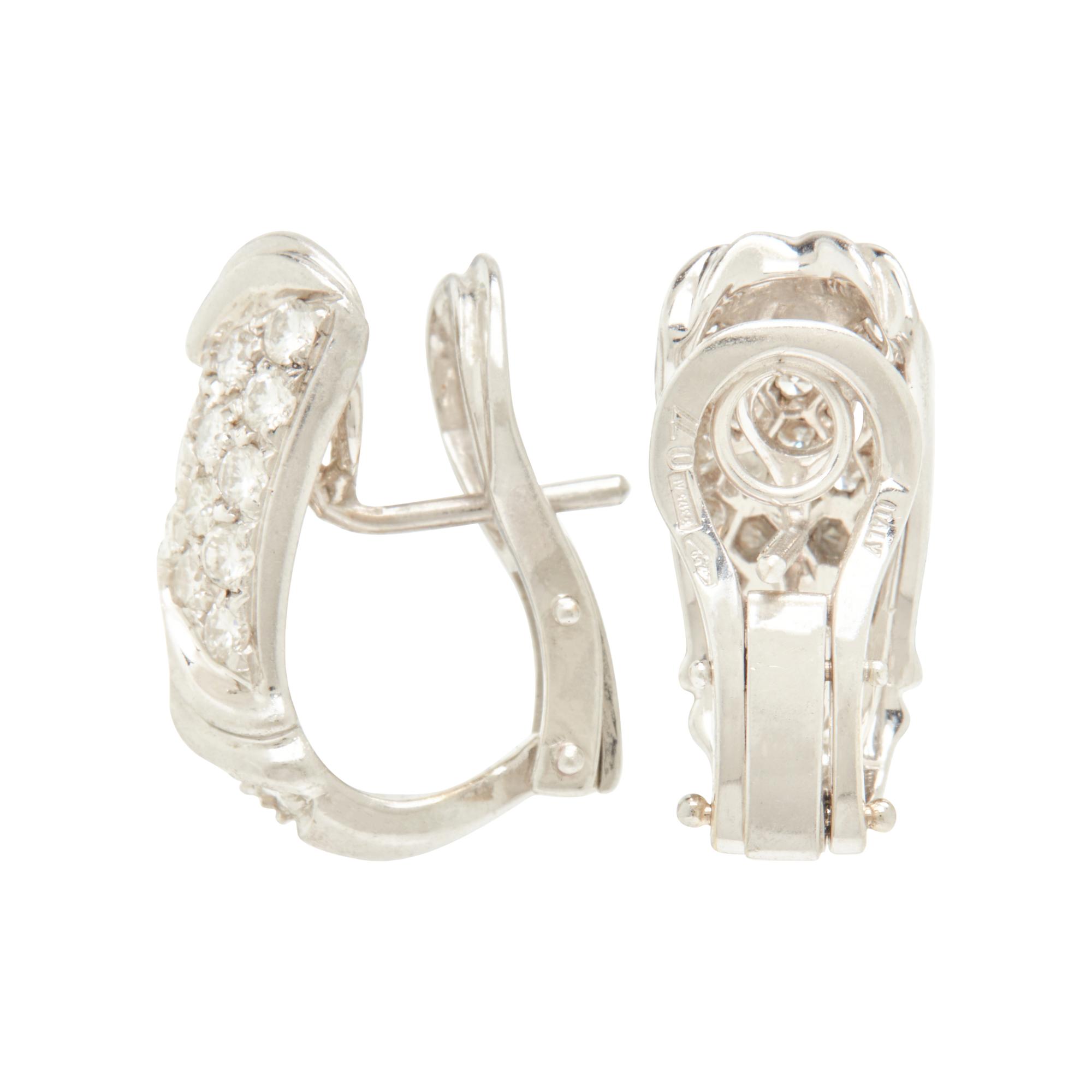 WHITE GOLD AND DIAMOND HUGGIE HOOP EARRINGS