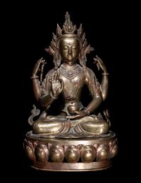 A Large Sino-Tibetan Gilt Bronze Figure of Bodhisattva