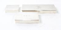Three American Silver Cigarette Boxes Width of first 10 inches.