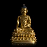 A Chinese Gilt Bronze Figure of Buddha Shakyamuni, 20th Century 近代 銅鎏金釋迦牟尼坐像