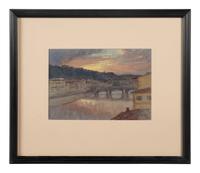 Bridge over River at Sunset