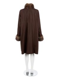 Dennis Basso Brown Reversible Silk with Weasel and Sable Coat, 2000-10s