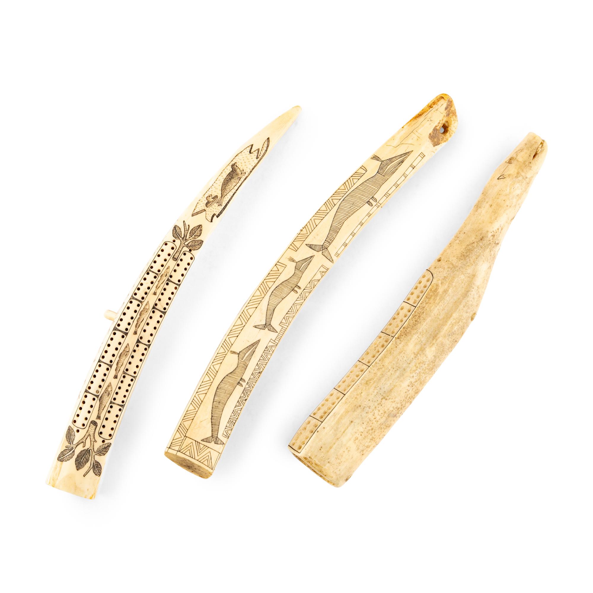 Native Alaskan Scrimshawed Cribbage Boards