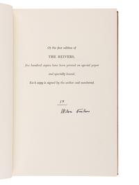 FAULKNER, William (1897-1962) . The Reivers: A Reminiscence . New York: Random House, 1962.