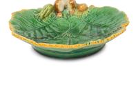 A Minton Majolica Squirrel Dish