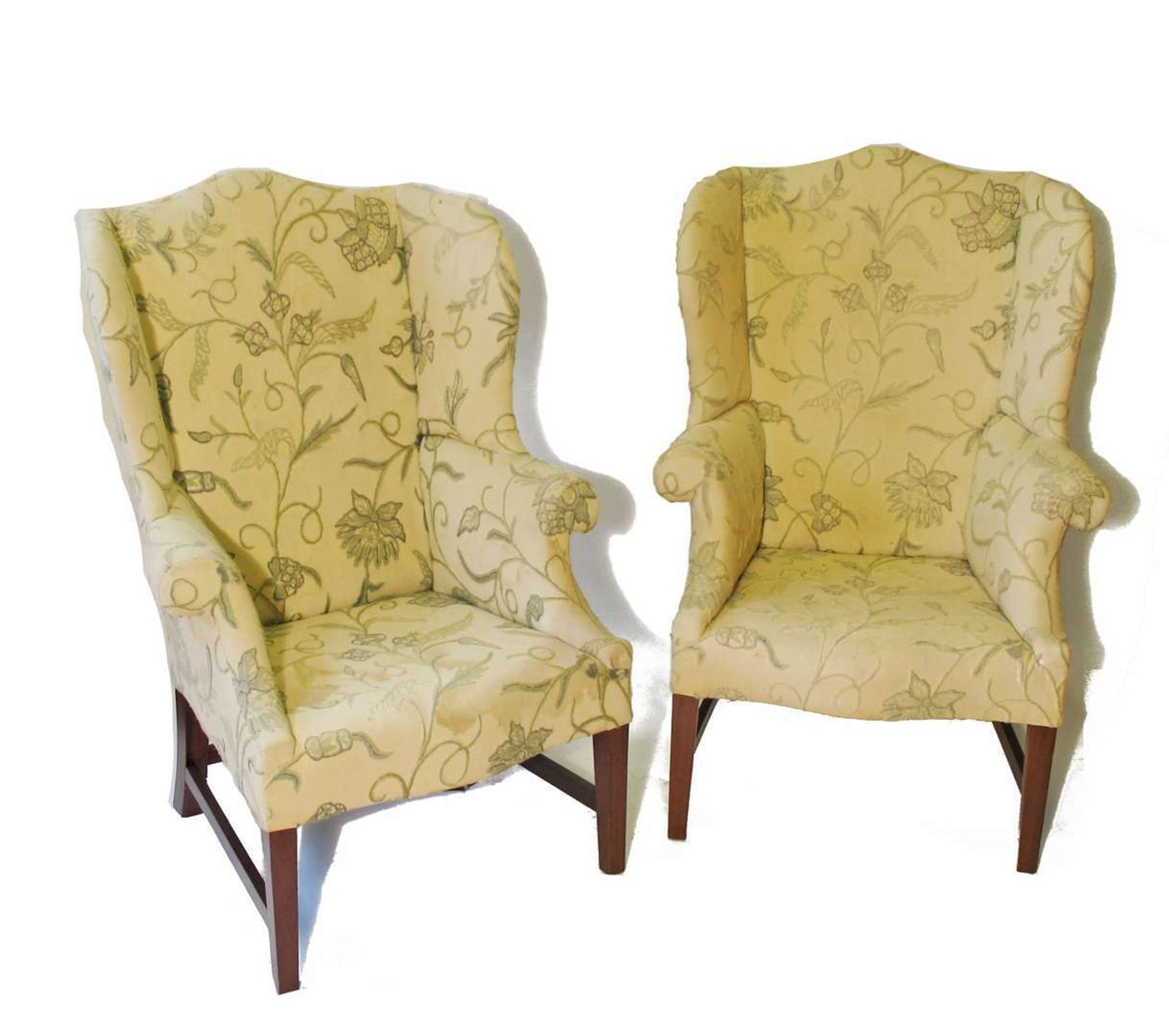 Pair of Chippendale-style easy chairs 20th century