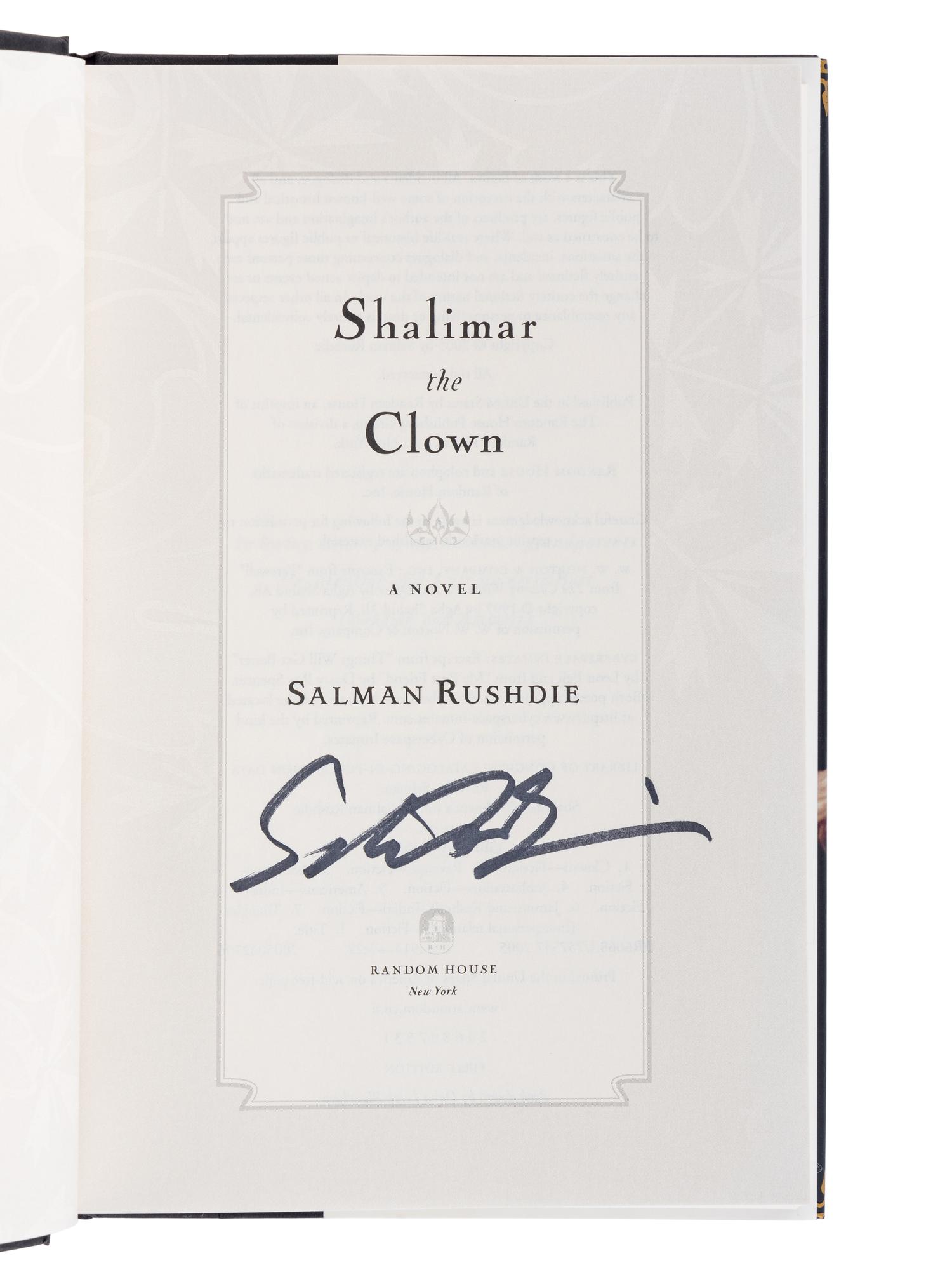 RUSHDIE, Salman (b. 1947). A group of 9 FIRST EDITIONS, many SIGNED, comprising: