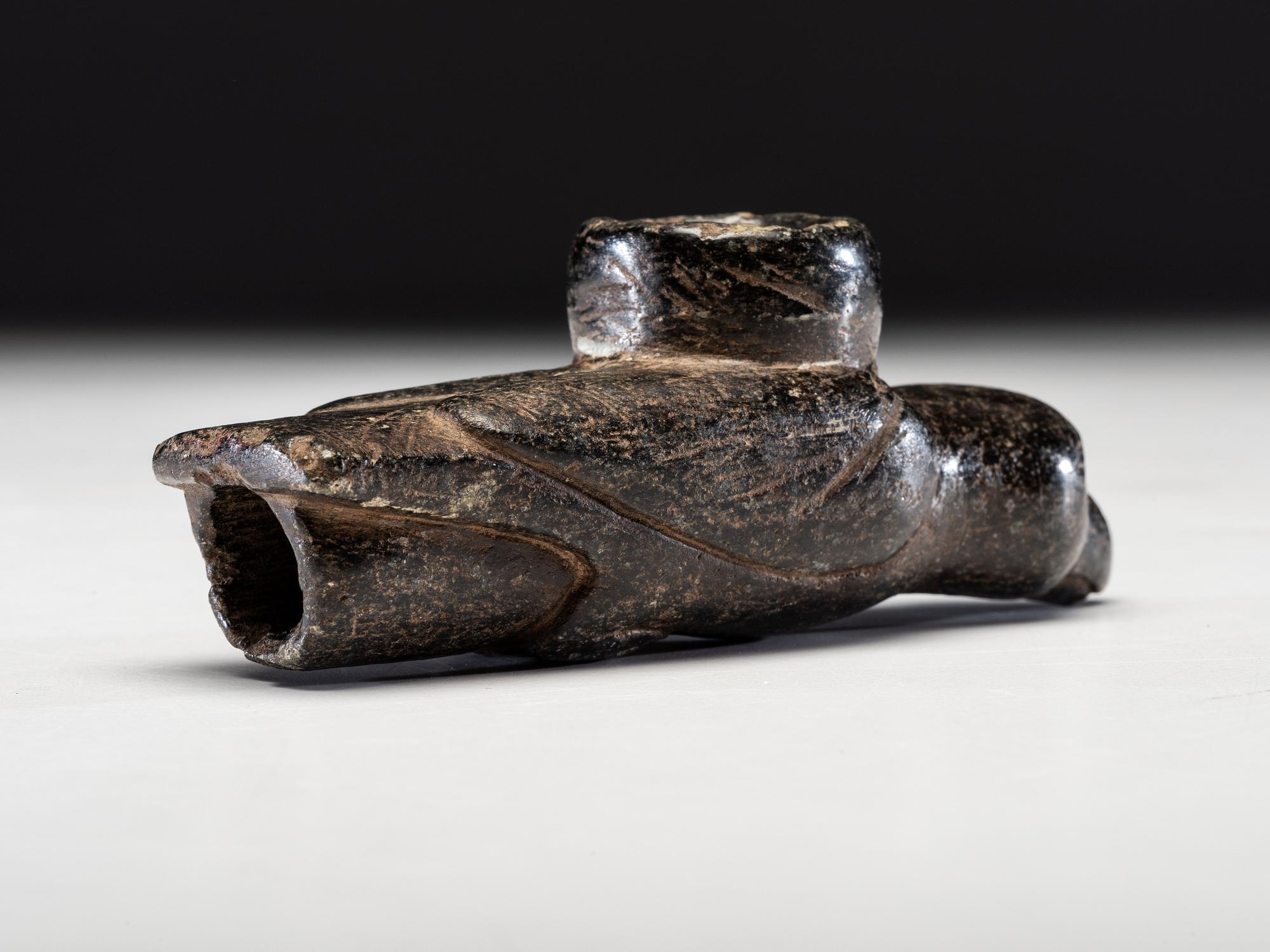 A Steatite Effigy Pipe, Hawk