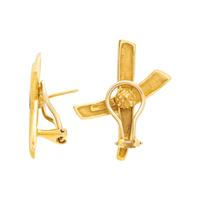 TIFFANY & CO., PALOMA PICASSO, YELLOW GOLD 'GRAFFITI X' EARCLIPS