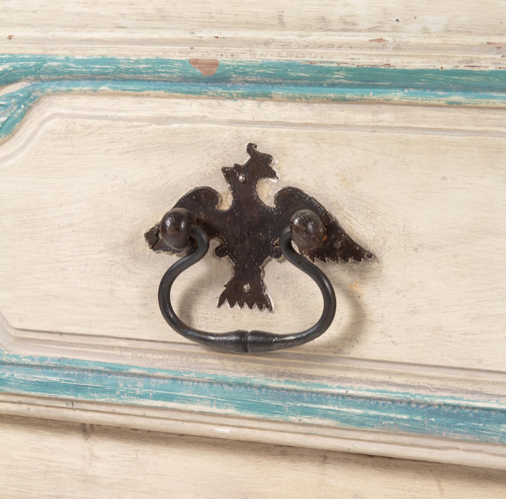 A Louis XV Provincial Blue and Cream-Painted Commode