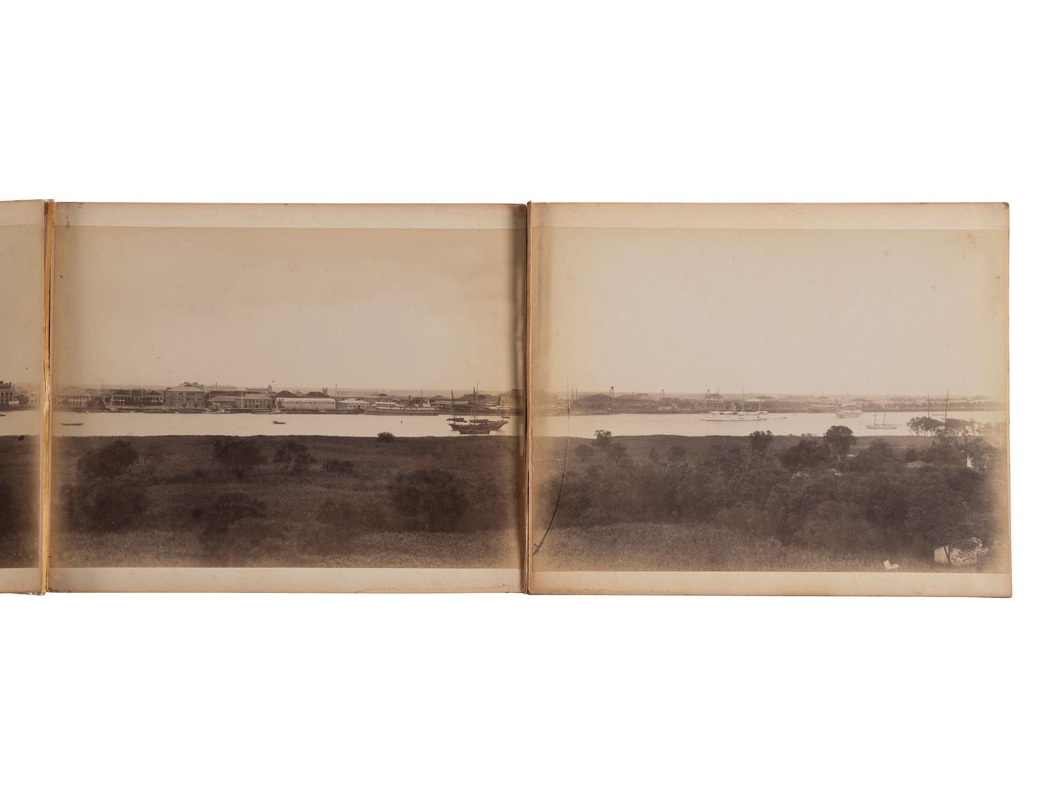 [EARLY PHOTOGRAPHY] -- [JAPAN]. 8-panel albumen photograph panorama of Nagasaki, Japan.