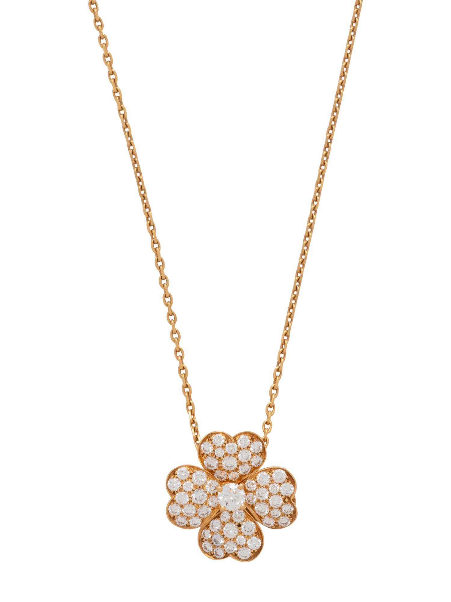 VAN CLEEF AND ARPELS, YELLOW GOLD AND DIAMOND 'COSMOS' PENDANT/BROOCH NECKLACE