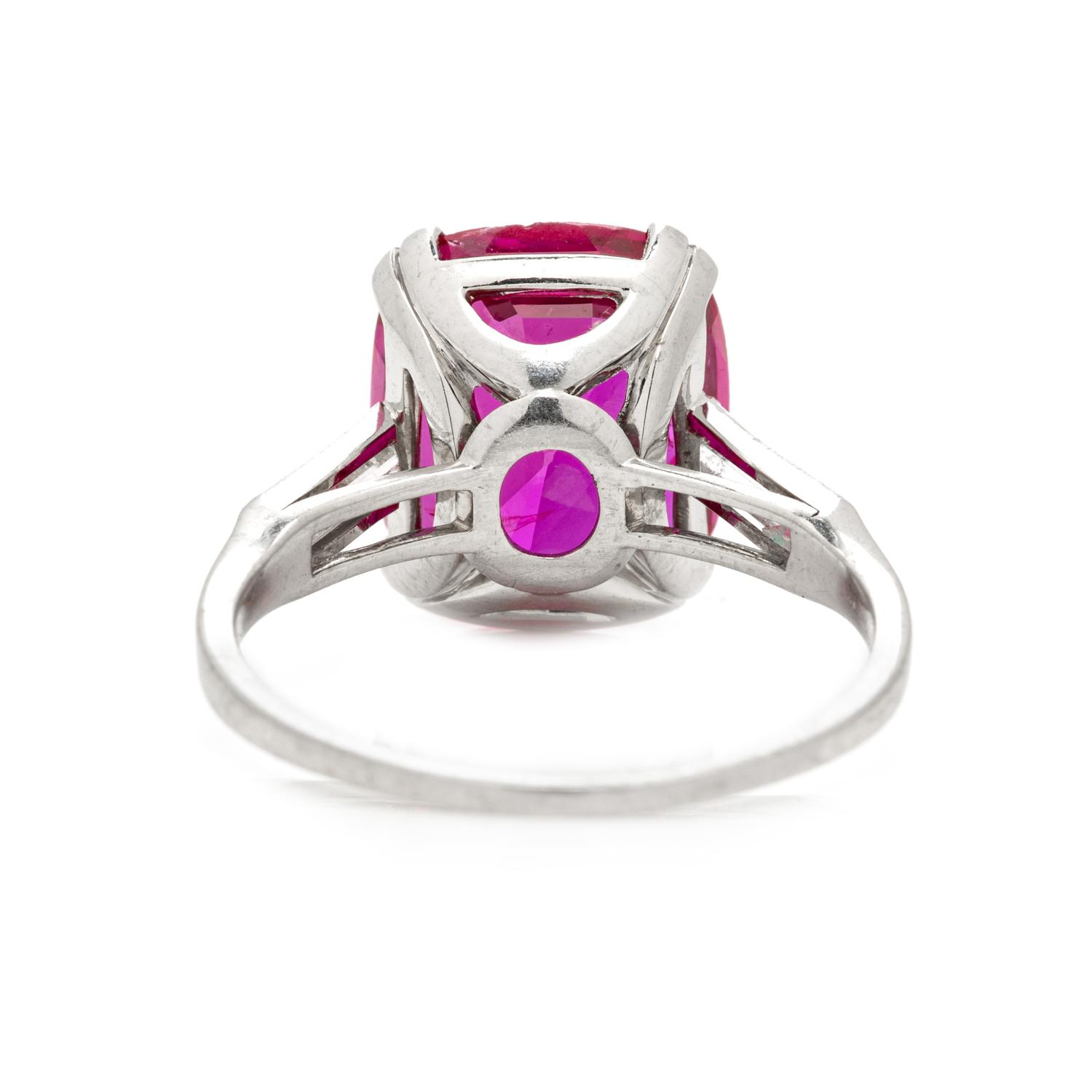 SPAULDING-GORHAM, UNHEATED BURMESE RUBY AND DIAMOND RING
