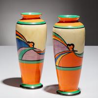Clarice Cliff (English, 1899–1972) — Two Comet pattern Vases