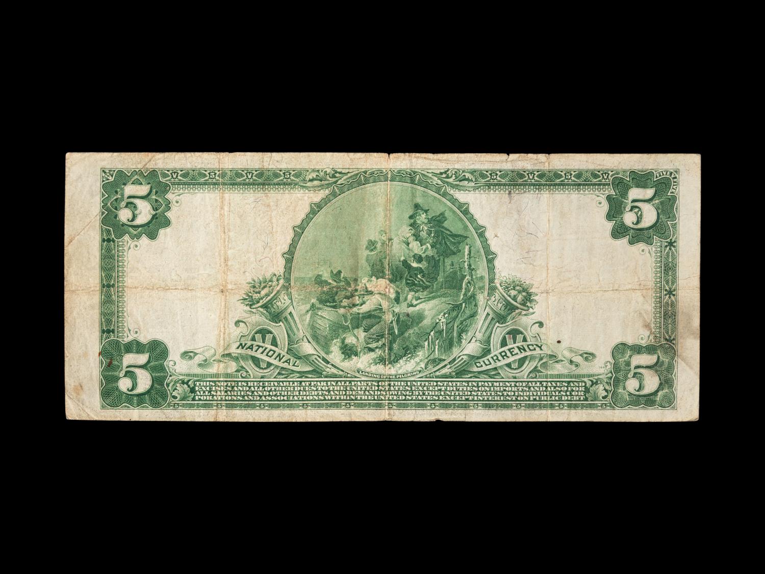 A Series 1902 Marine National Bank of Milwaukee, WI #5458 $5 National Currency Note