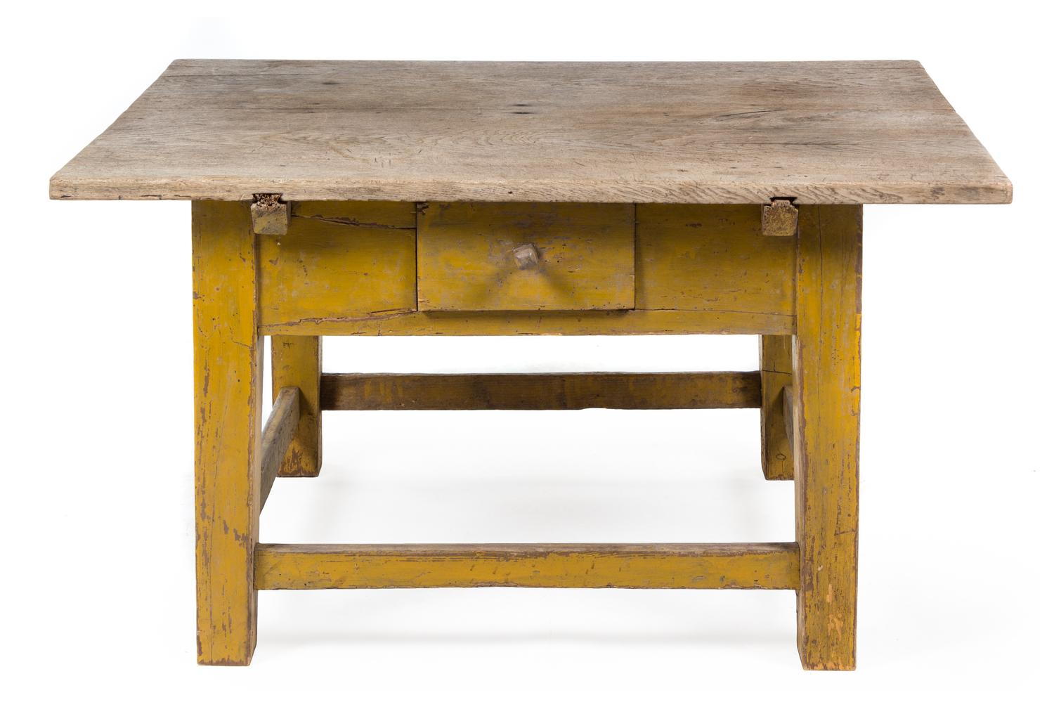 A Rustic Style Low Table Height 21 x width 28 5/8 x depth 25 1/2 inches.