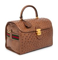 Gucci Brown Ostrich Travel Bag, 1980s