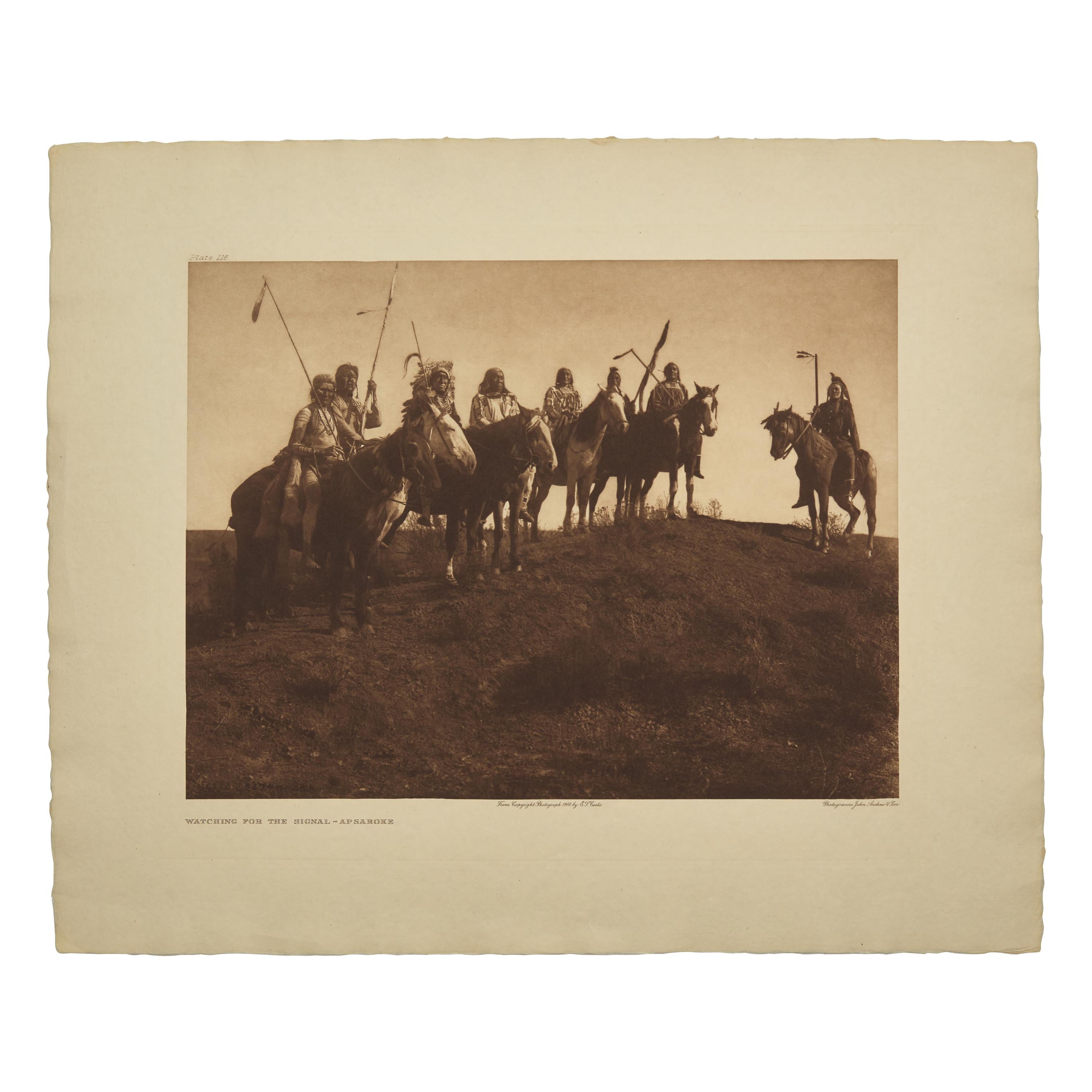 Edward Curtis (American, 1868-1952) — Watching for the Signal - Apsaroke , 1908