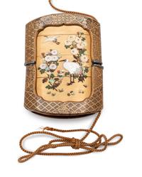 A Gold Lacquer Shibayama Inlaid Three-Case Inro