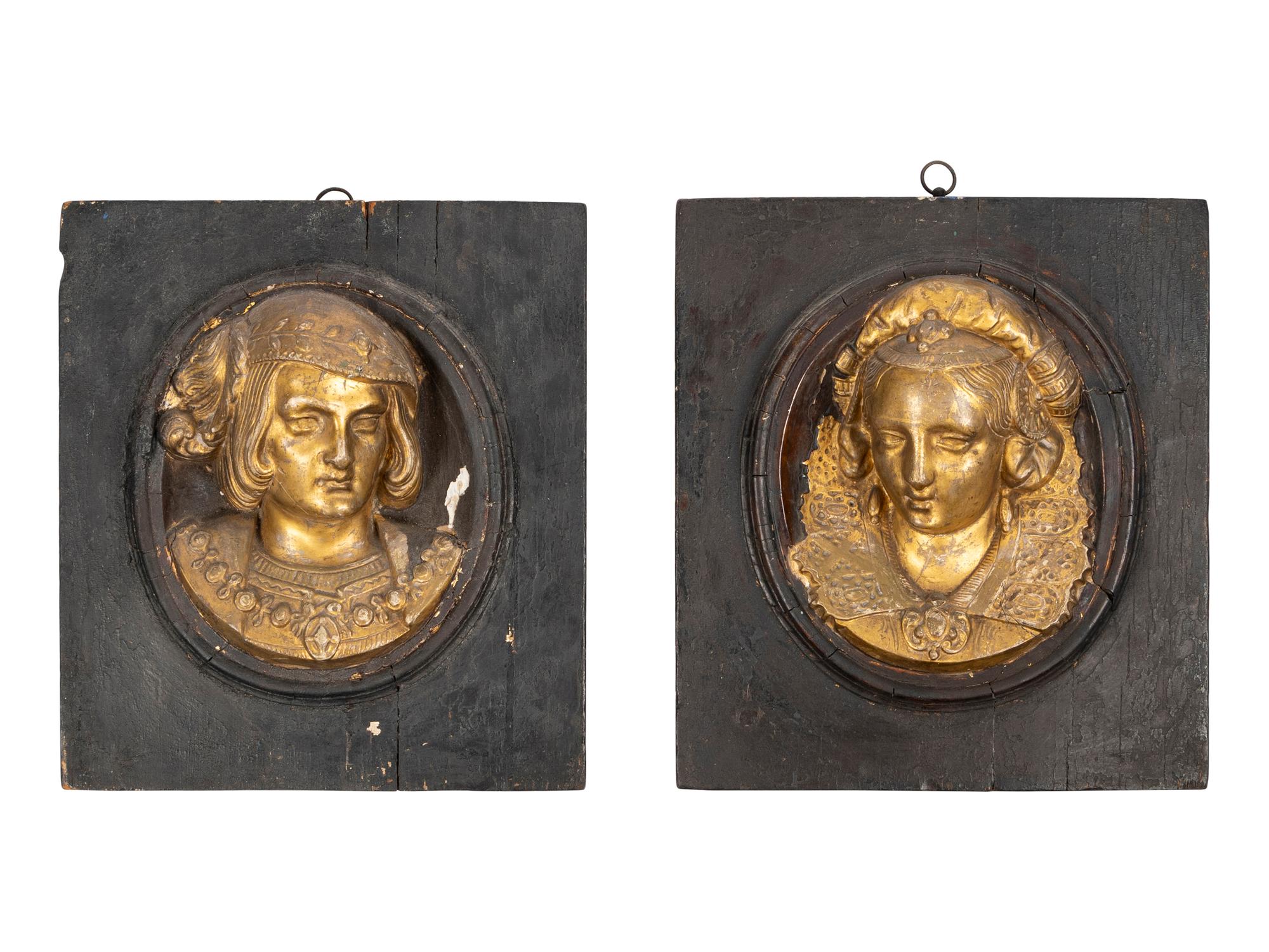 A Pair of French Renaissance Revival Carved Giltwood Plaques