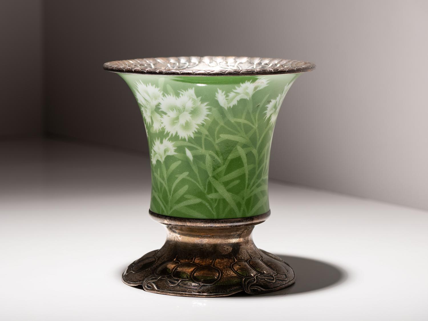 Arts and Crafts Silver Mounted Japanese Porcelain Vase San Francisco, California