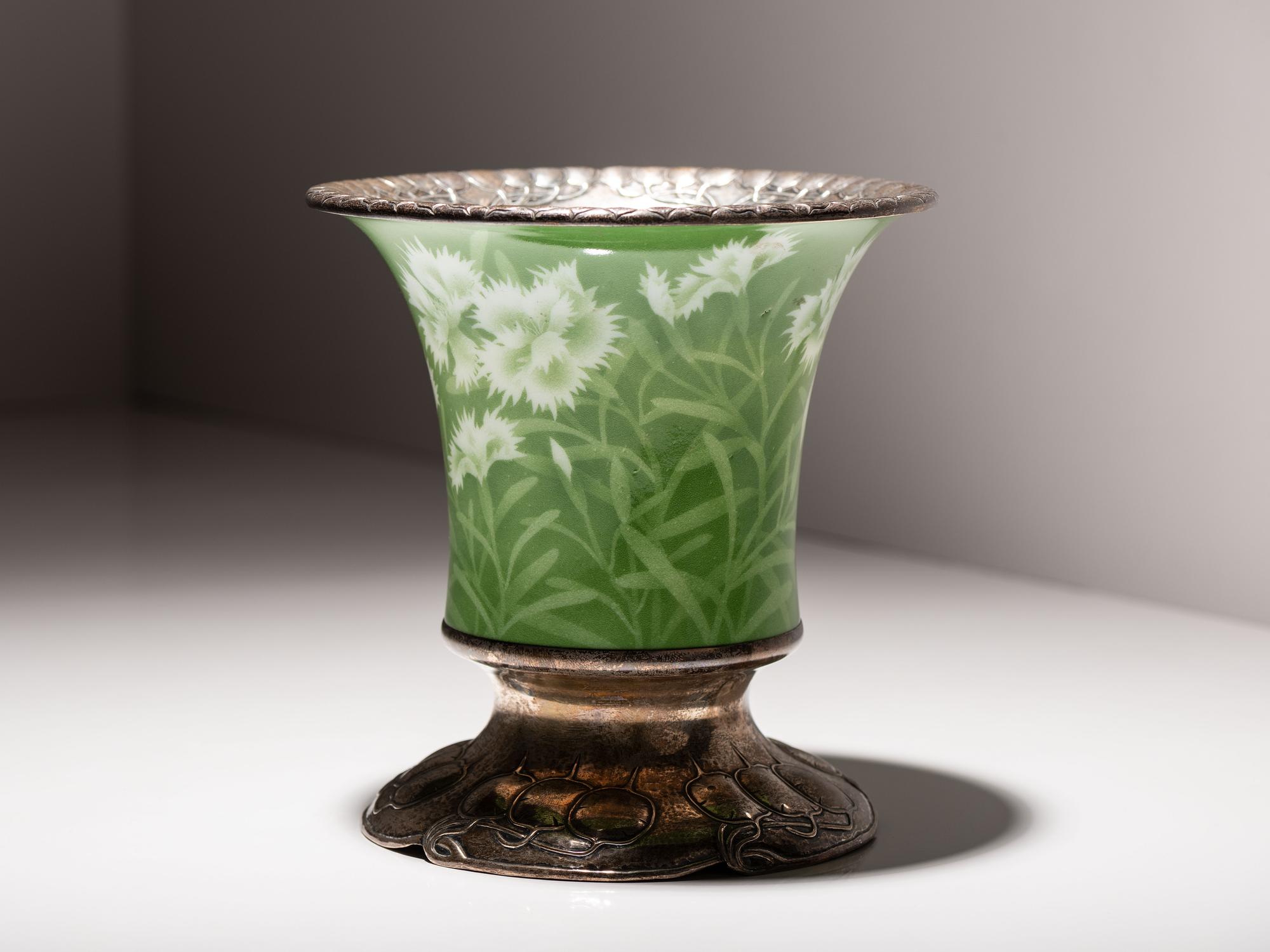 Arts and Crafts Silver Mounted Japanese Porcelain Vase San Francisco, California