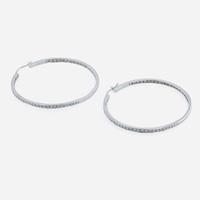 A pair of 14K white gold and diamond hoop earrings