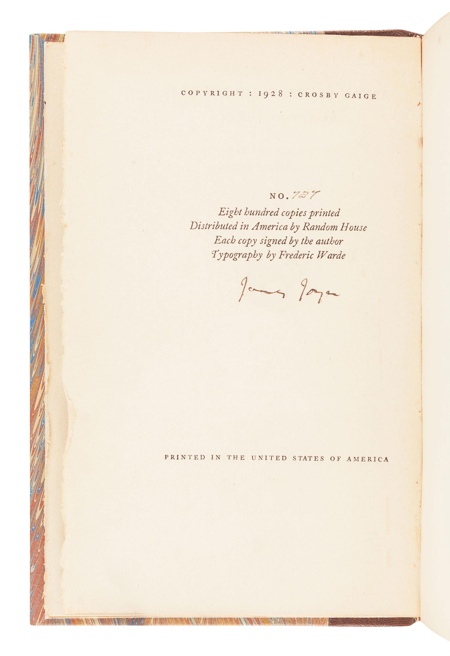 JOYCE, James. Anna Livia Plurabelle. New York: Crosby Gage, 1928.