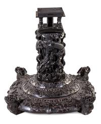 A Carved Zitan Pedestal Table Stand