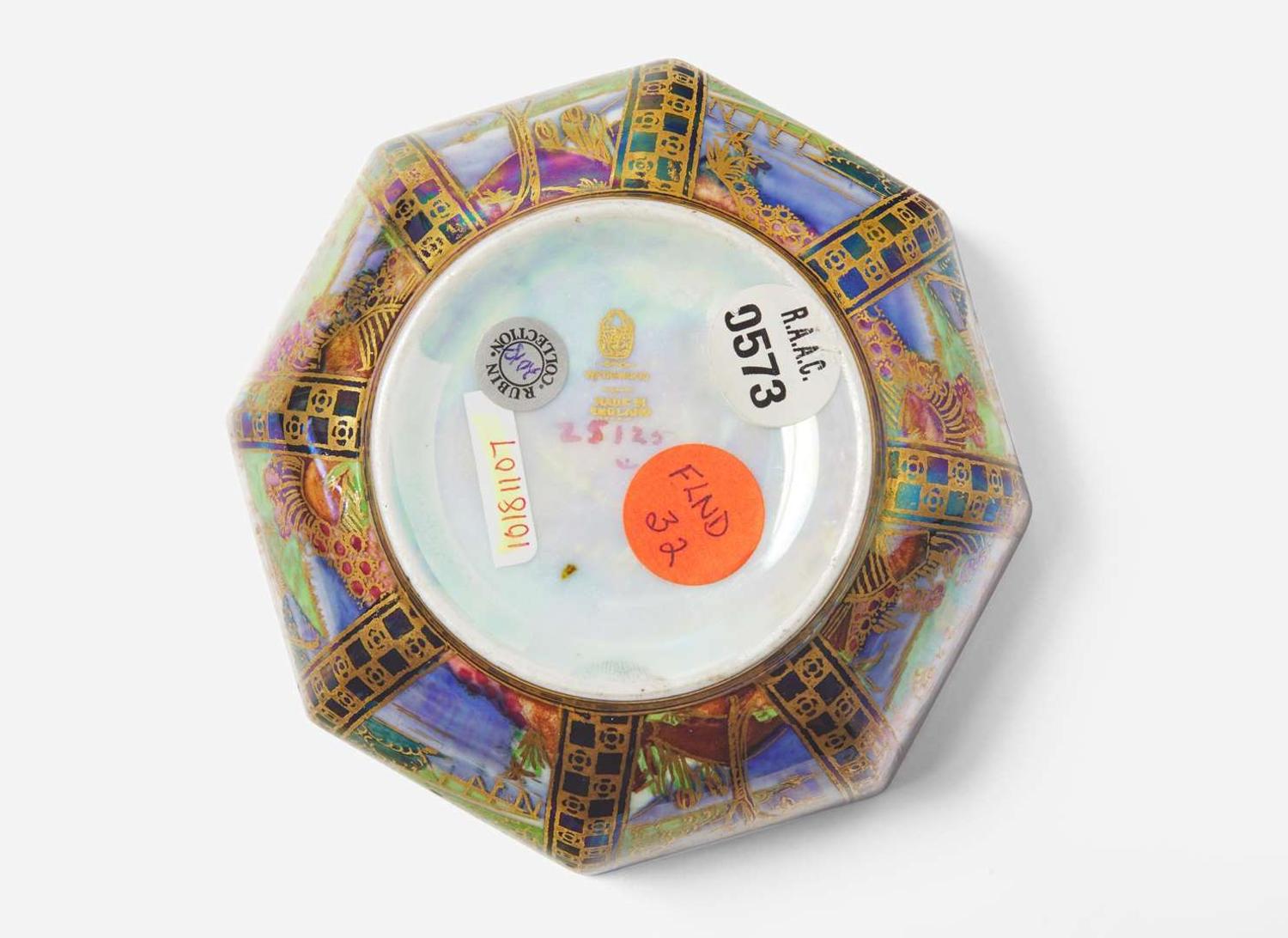 A Small Wedgwood Fairyland Lustre "Dana" Pattern Octagonal Bowl, UK, 1920s