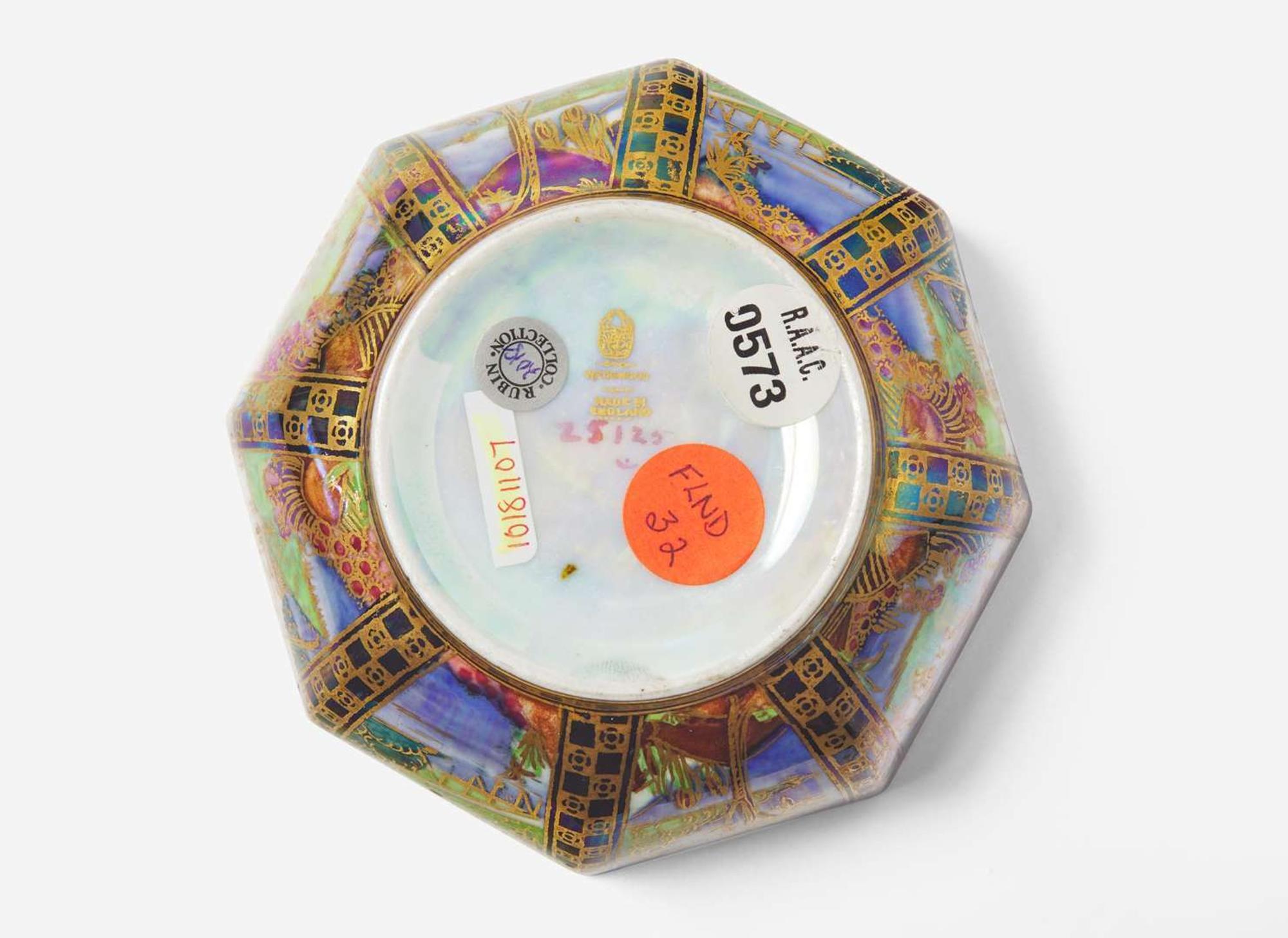 A Small Wedgwood Fairyland Lustre "Dana" Pattern Octagonal Bowl, UK, 1920s