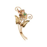 YELLOW GOLD AND MULTIGEM BROOCH