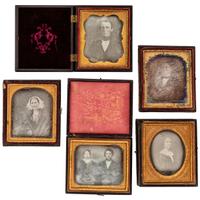 [EARLY PHOTOGRAPHY - PORTRAITURE]. A group of 19 cased images featuring men, women, and children, including:
