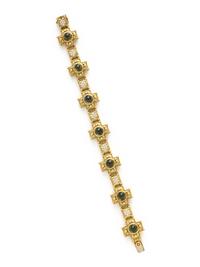 KIESELSTEIN-CORD, YELLOW GOLD, GREEN TOURMALINE AND DIAMOND BRACELET