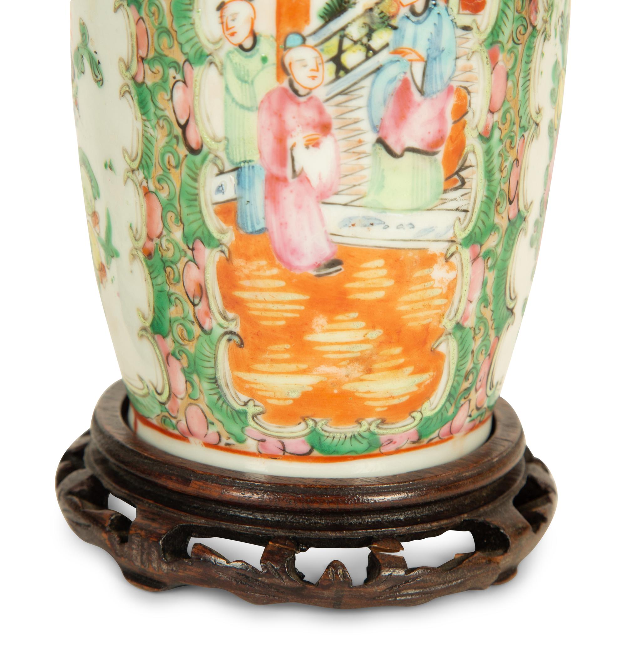 A Pair of Chinese Rose Medallion Porcelain Vases