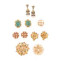 COLLECTION OF YELLOW GOLD AND MULTIGEM JEWELRY