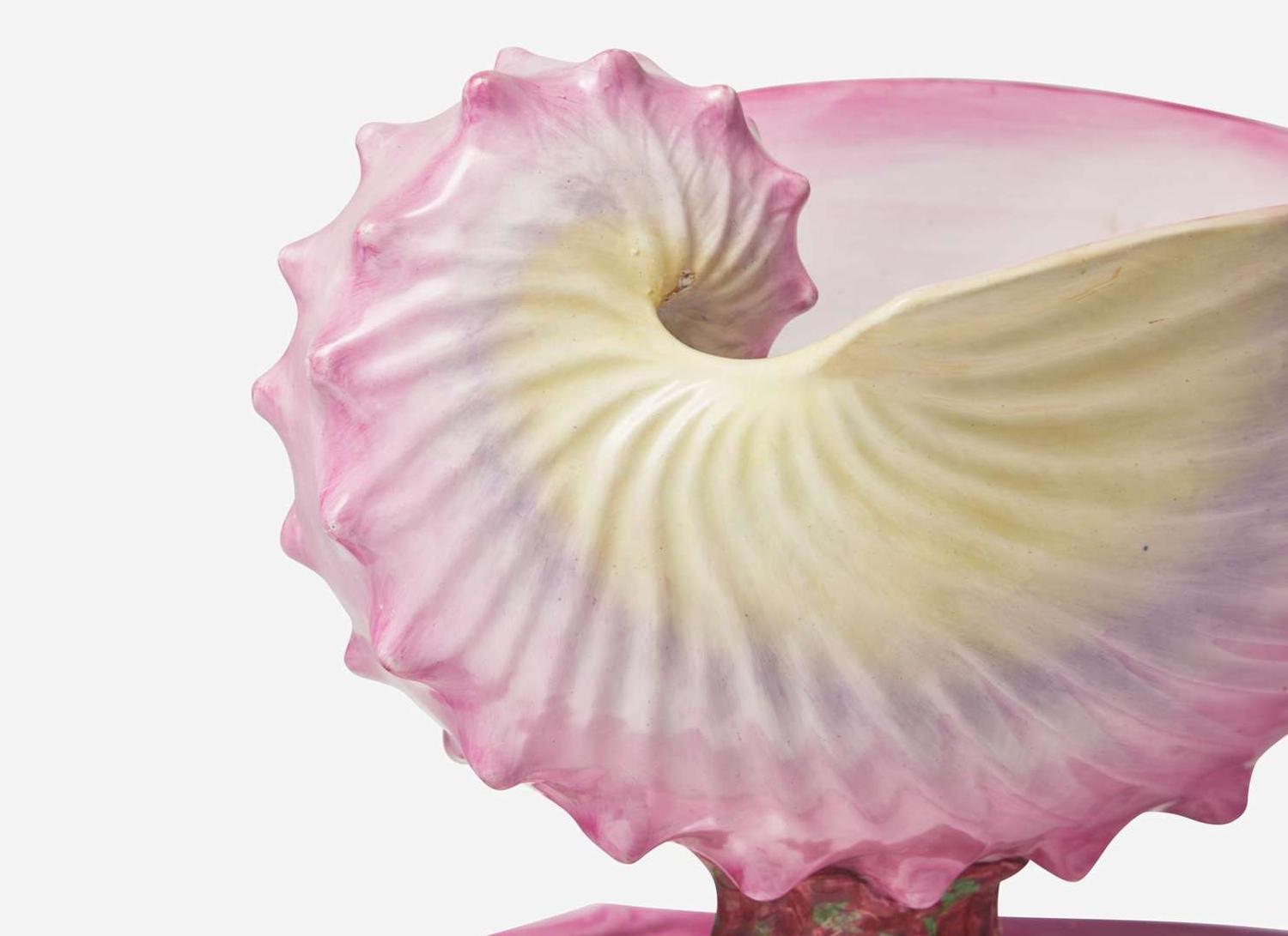 A Wedgwood Pearlware Conchology Sauce Boat and Stand, UK, 1878
