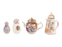Four Chinese Export Porcelain Teapots and Creamers