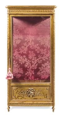 A Louis XVI Style Giltwood Vitrine Height 70 3/4 x width 35 x depth 17 1/2 inches. — 19TH/20TH CENTURY