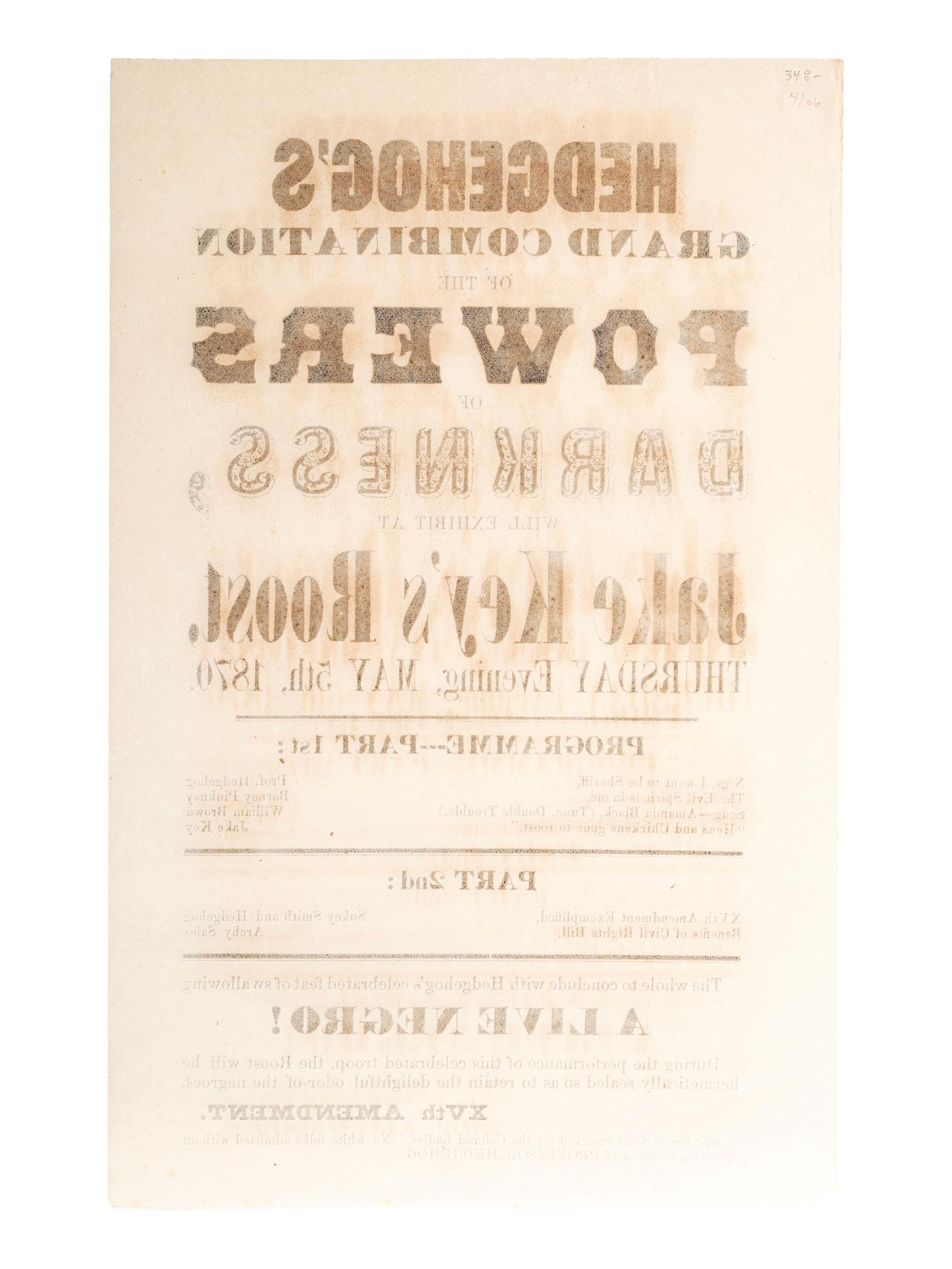 [15TH AMENDMENT]. Hedgehog's Grand Combination of the Powers of Darkness. [Philadelphia?]: N.p., 1870.