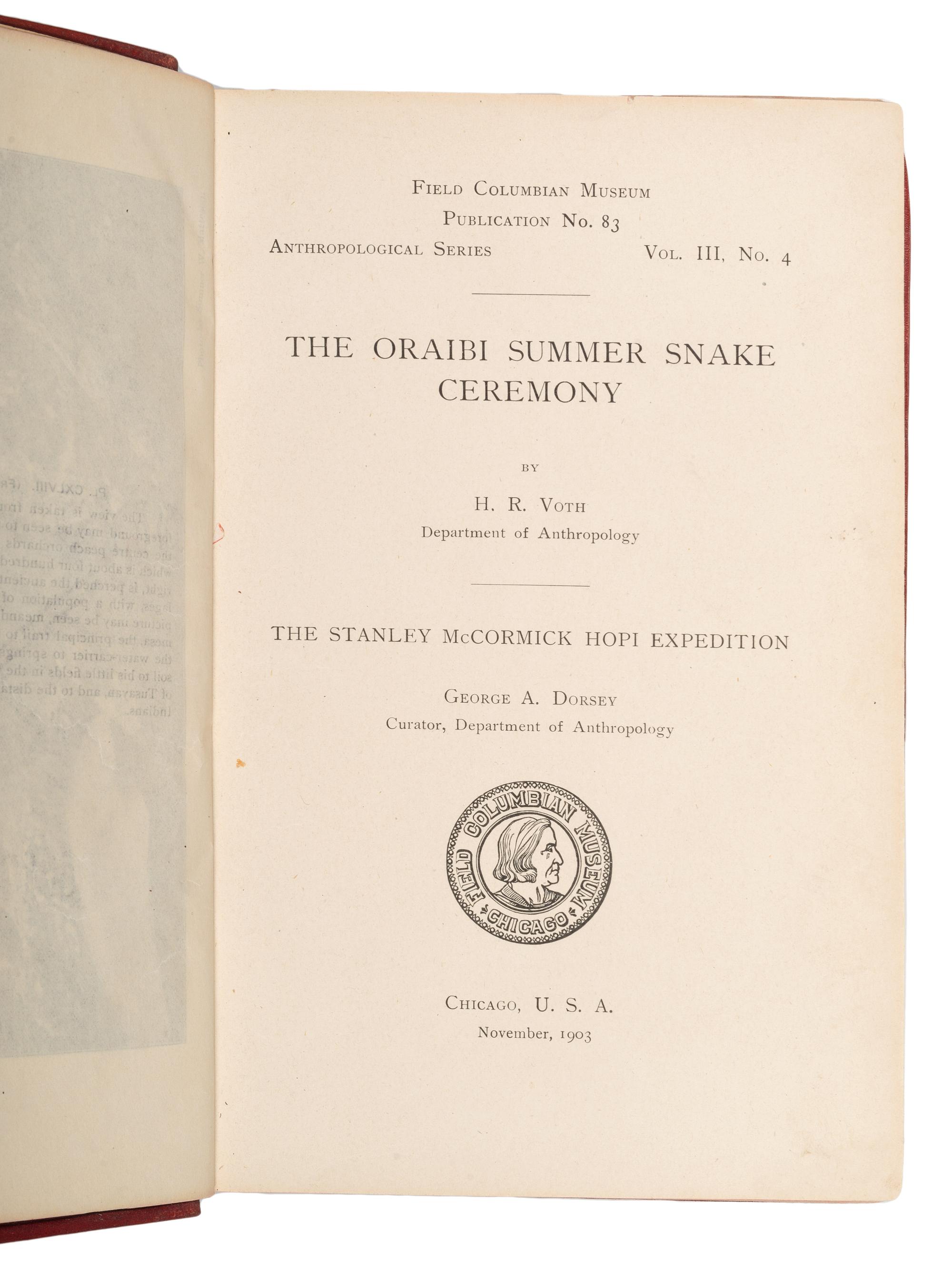 [HARVEY, Fred, his copies]. VOTH, Heinrich Richert (1855-1931). A group of four ethnographic works, comprising: