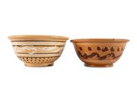 An East Liverpool, Ohio Yellowware Bowl and Yellowware Colander