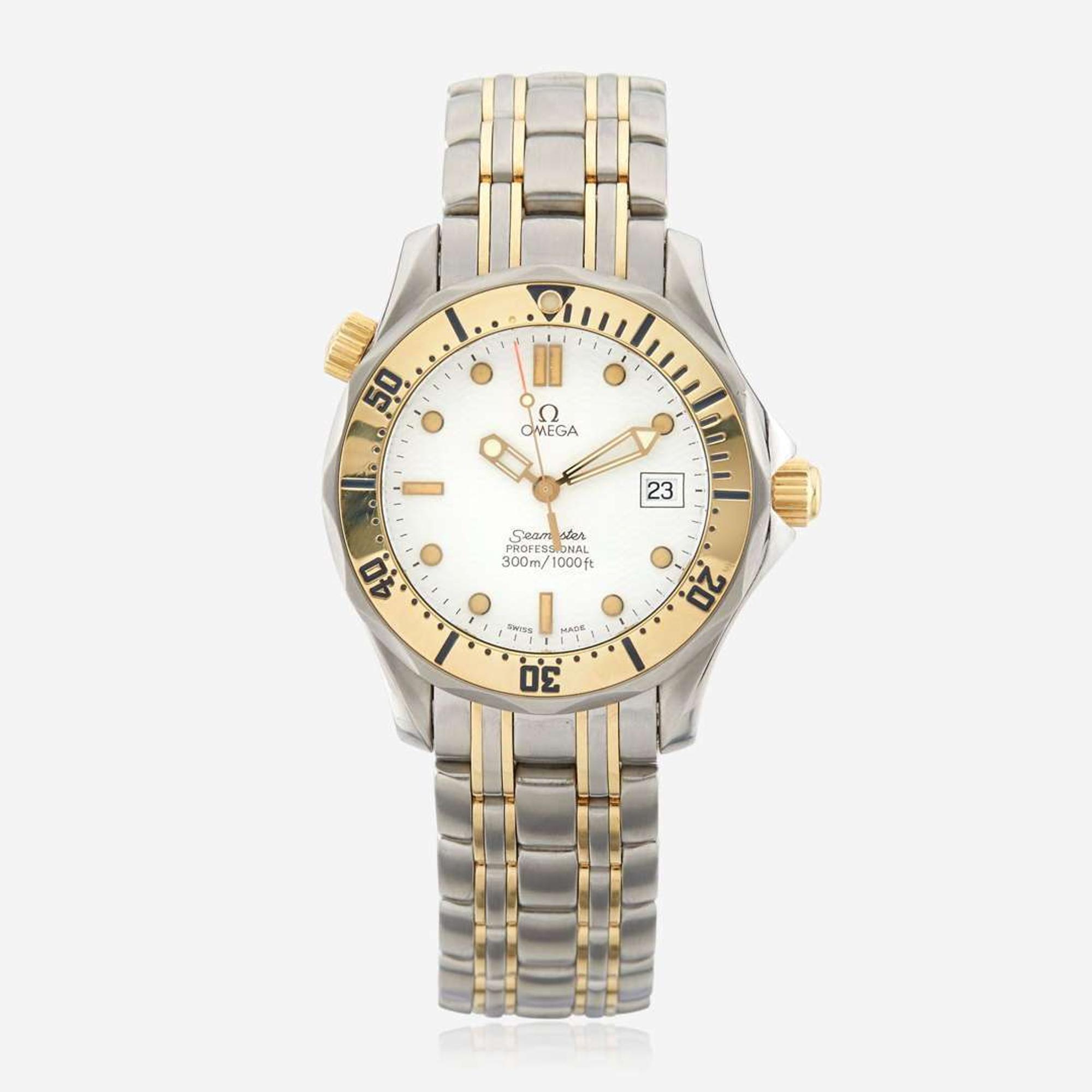 A stainless steel and gold divers watch, Omega Seamaster Professional, Ref. 196.1502