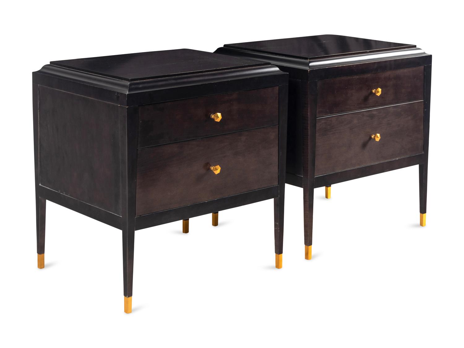 A Pair of Alexa Hampton for Hickory Chair Stained Walnut Side Tables