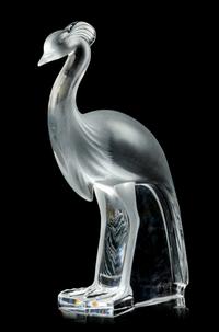 A Lalique Molded and Frosted Glass Peacock