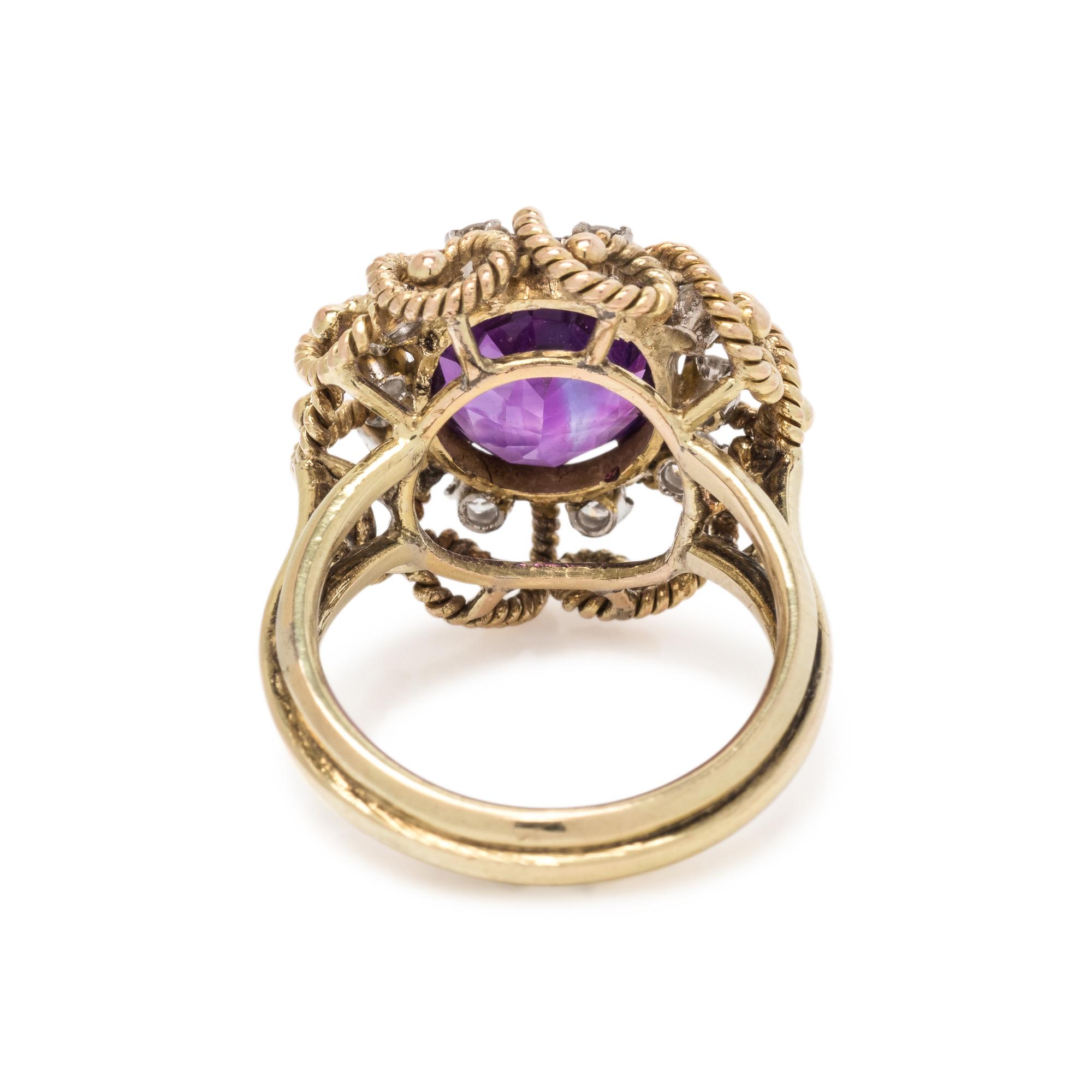 AMETHYST AND DIAMOND RING
