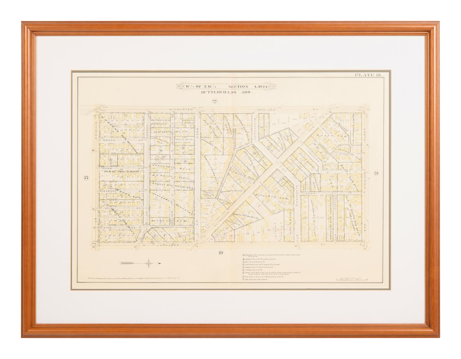A group of 5 maps of Chicago streets, comprising:
