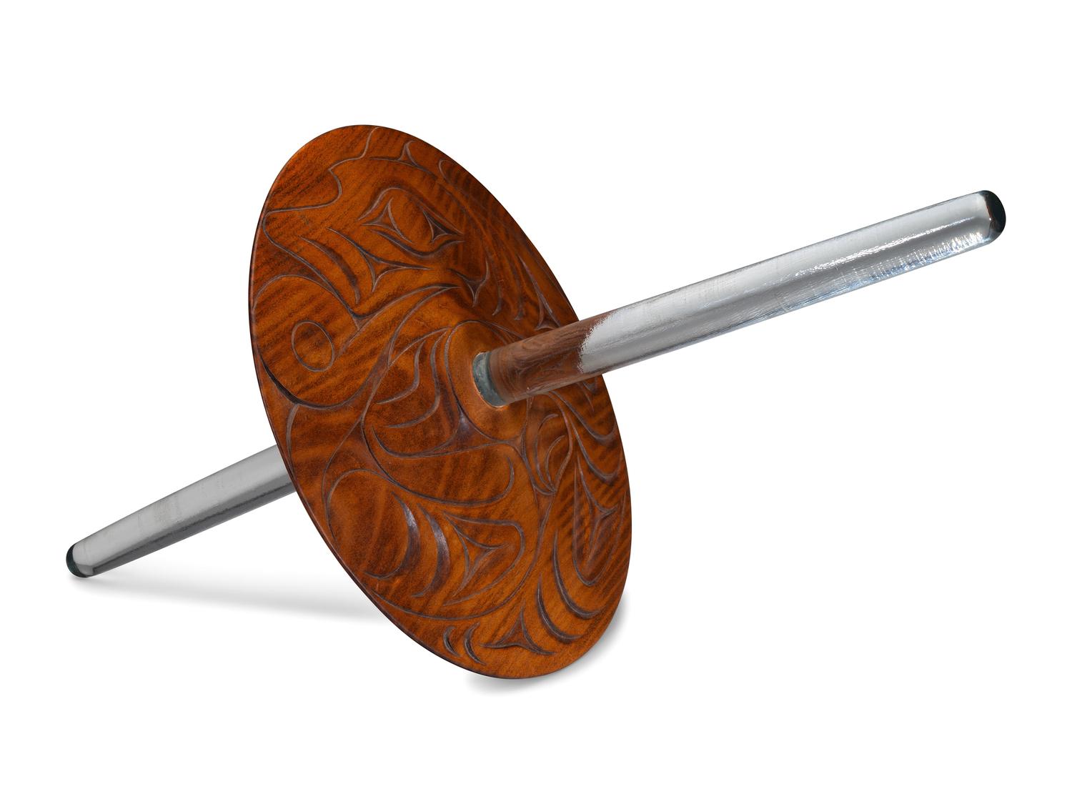 Glass and Wood Spindle Whorl Sculpture