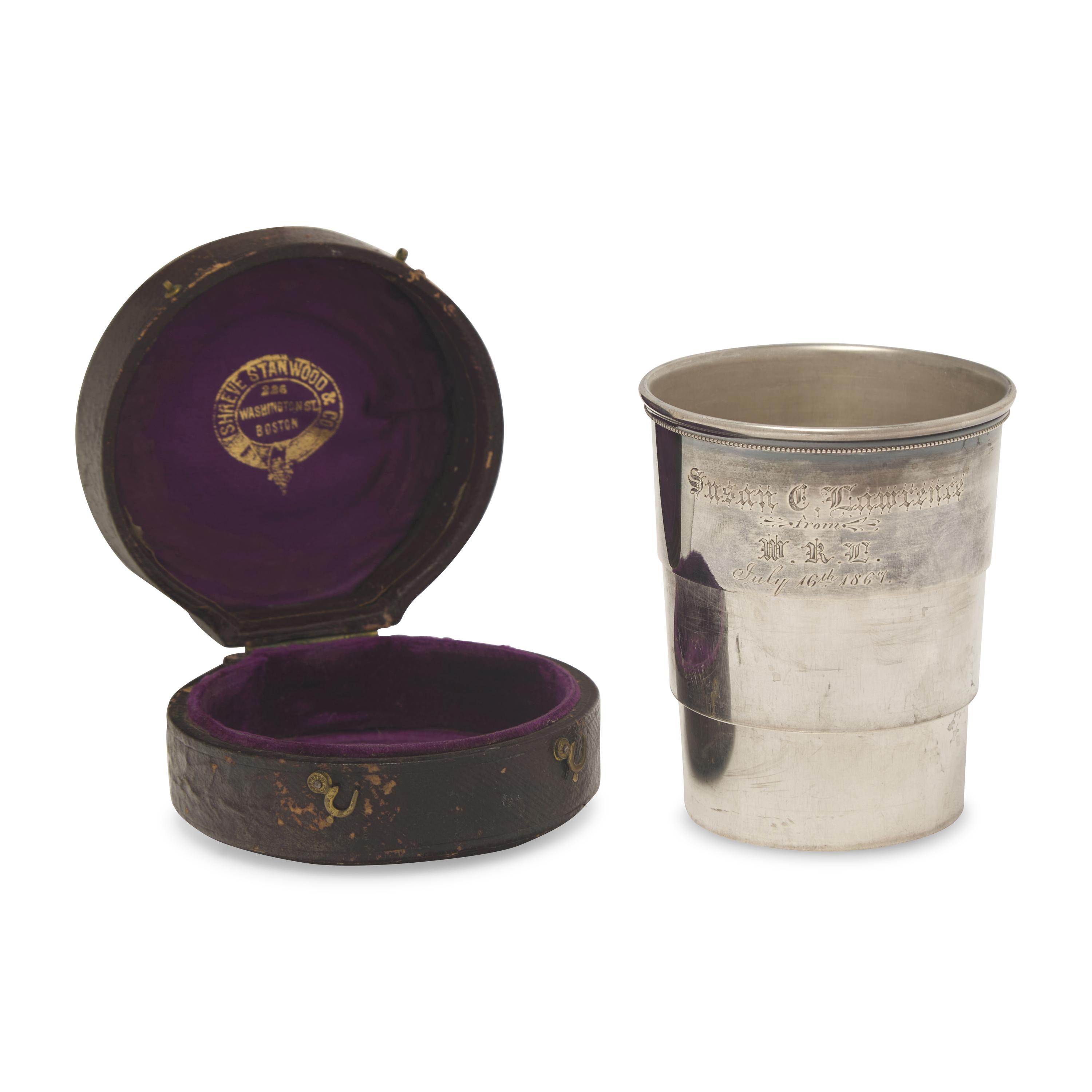 A Sterling Silver Collapsible Presentation Cup with Case